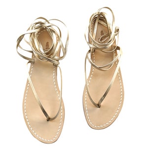 Gold Gladiators sandals - Lace up sandals - Gold leather gladiators sandals Handmade in Italy