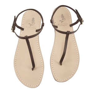 Capri sandals in dark brown leather handmade in Italy - Sandali Capresi infradito in pelle t.moro