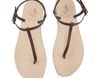 Capri sandals in dark brown leather handmade in Italy - Sandali Capresi infradito in pelle t.moro