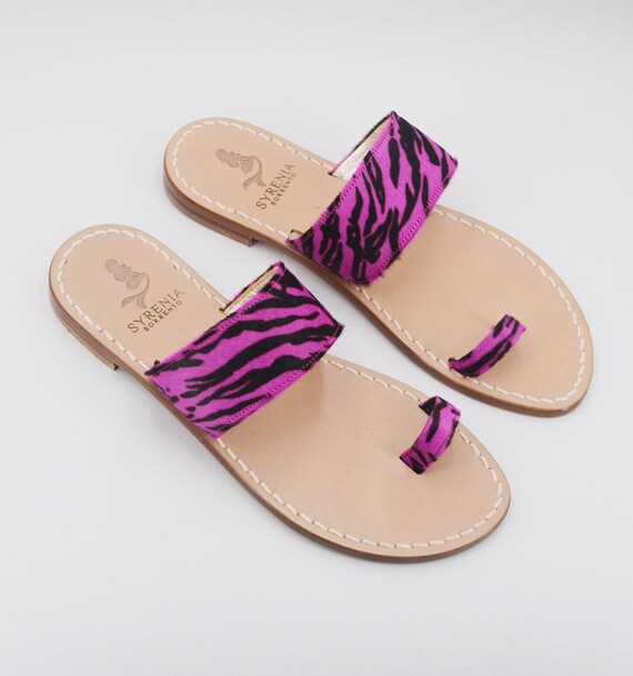 Sandalias de cuero animalier hechas a mano en Italia sandalias