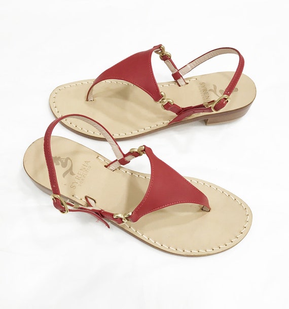 red t bar sandals