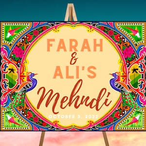 Custom Truck Art Welcome Sign | Sangeet Dholki Welcome Sign | Couple Mehndi Sign| Editable Template | Downloadable | Printable