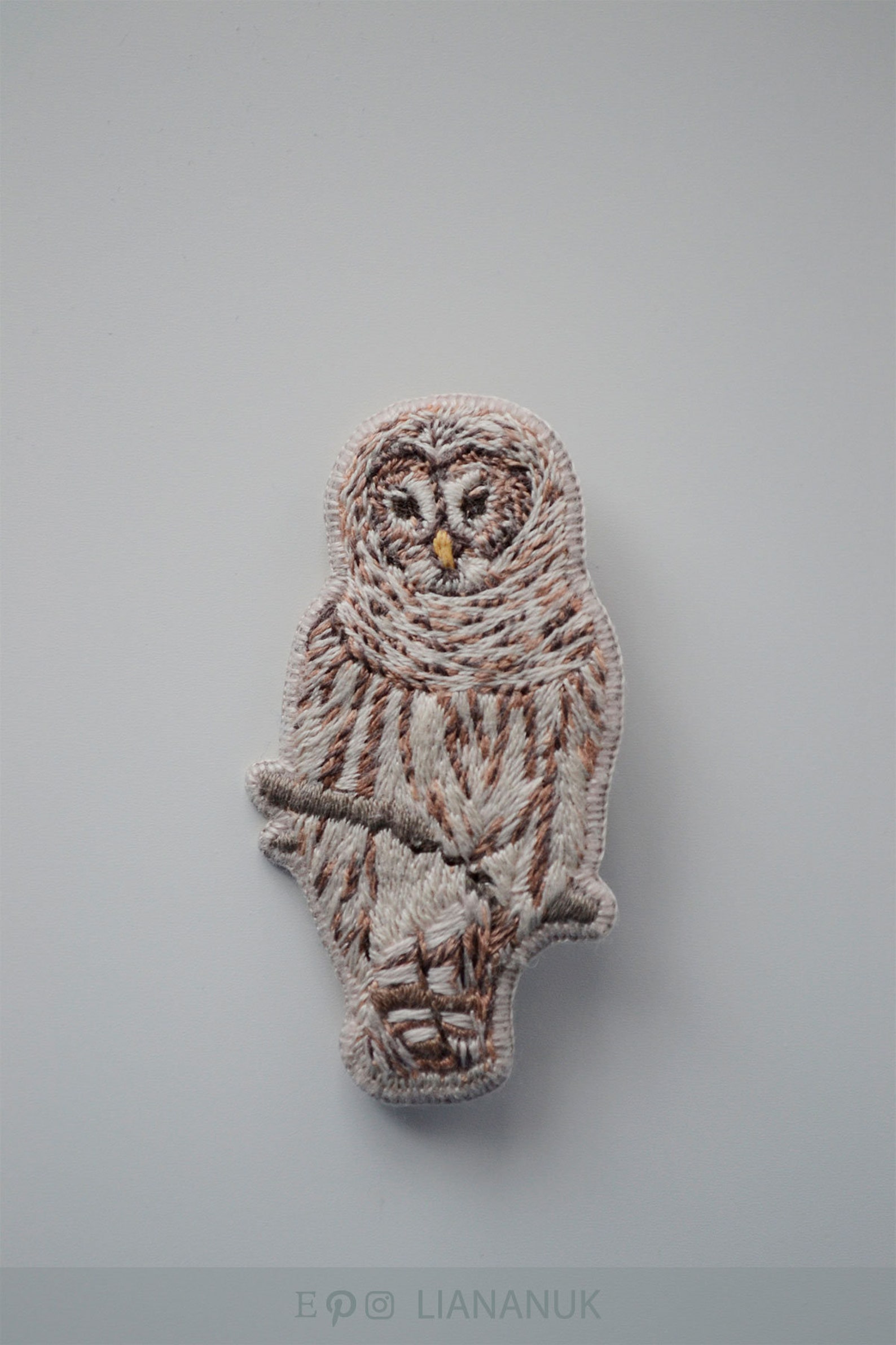 Owl embroidered brooch Etsy