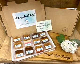 Best Seller fudge box, Happy Birthday, Personalised handmade fudge, I Fudgin Love You, letter box gift with over 25 flavours to choose from