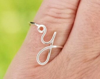 Initial Ring Y | Dainty Adjustable Wire Wrapped Ring | Show Some Self Love or Give To Someone You Love | Letter Ring Y