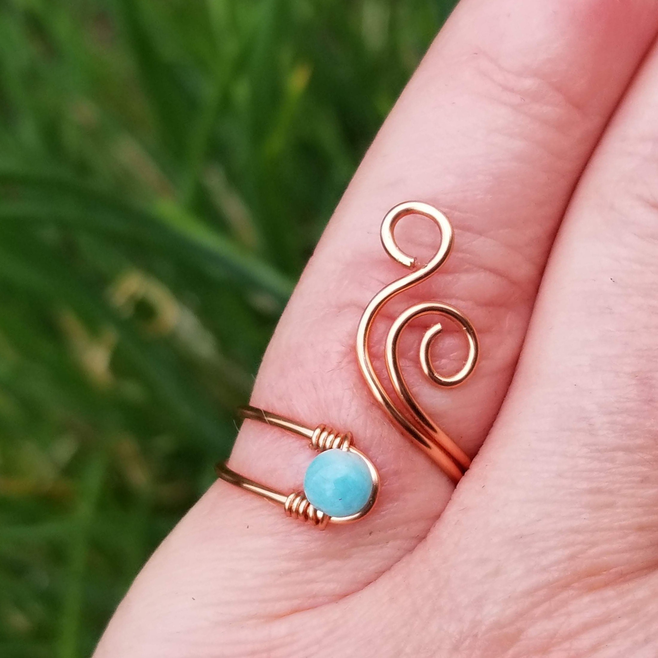 Amazonite wire wrapped ring.