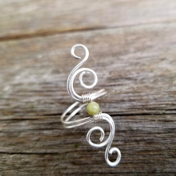 Wire Wrapped Ring Handmade Ring Delicate Ring Boho Ring Unique Ring Cosmic Spiral Ring with Jasper African Turquoise Stone