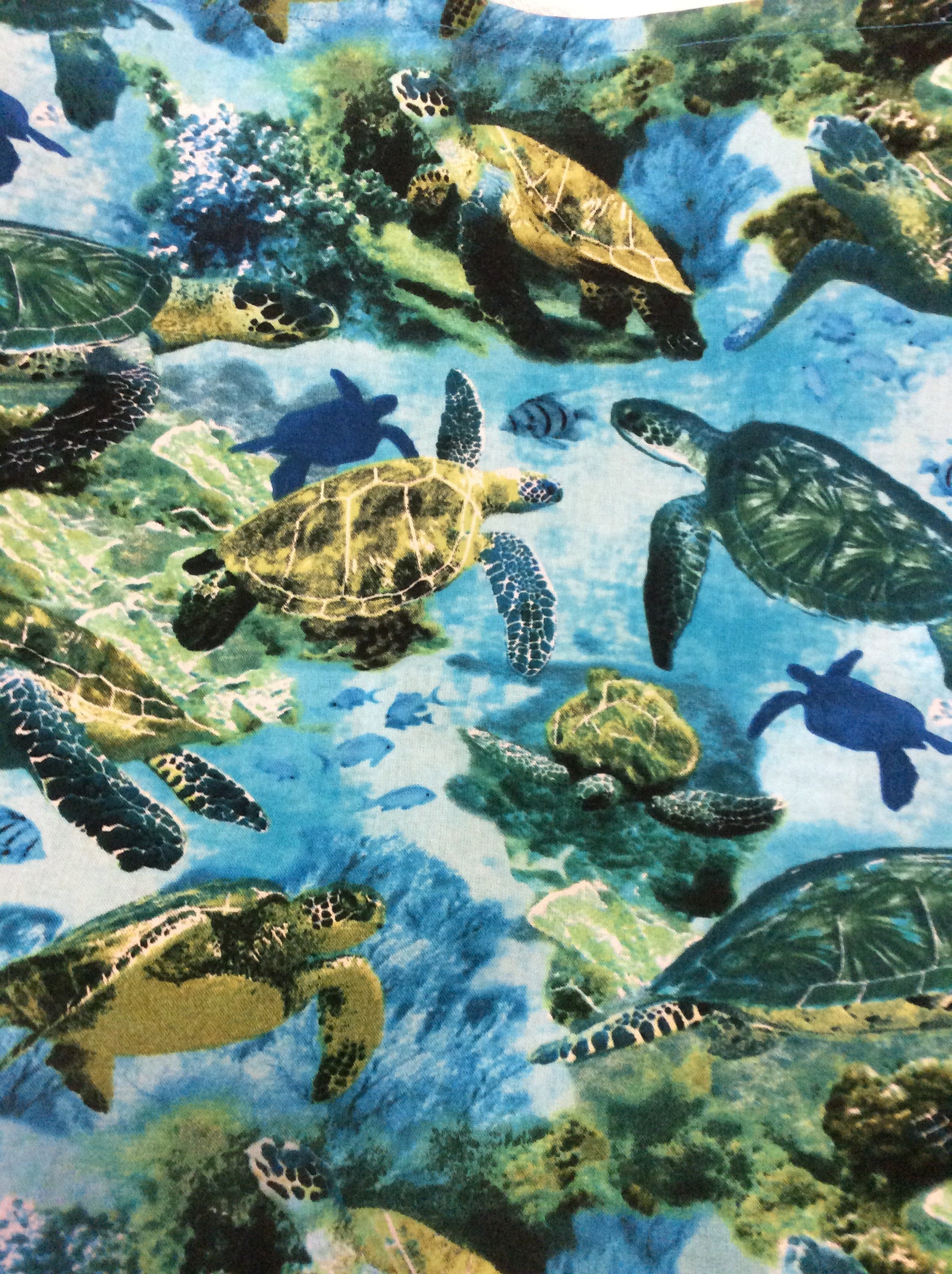 Turtle print cotton napkins set of 4 blues & greens Etsy