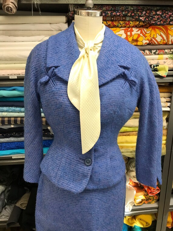 Vintage Blue wool two piece suit tailored Glenhave