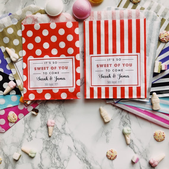 Personalised Pick N Mix Sweet Bags Donut Favour Gift Wedding Candy Cart Buffet