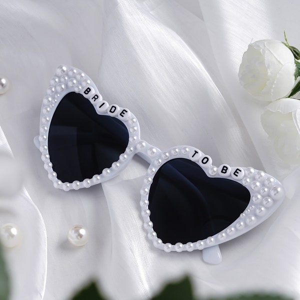 Custom Bride Pearl Sunglasses, Bride Heart Rhinestone Sunglasses, Bride To Be Sunglass, Rhinestone Wedding Accessories, Bridal Shower Gifts