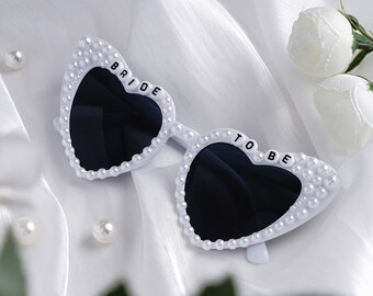 Custom Bride Pearl Sunglasses, Bride Heart Rhinestone Sunglasses, Bride To Be Sunglass, Rhinestone Wedding Accessories, Bridal Shower Gifts