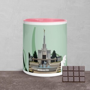 Denver, CO LDS Temple Ceramic Mug | Hot Cocoa Lover Gift | Tea Mug for Her | Vibrant Color Inside | 11 oz Ceramic Cup
