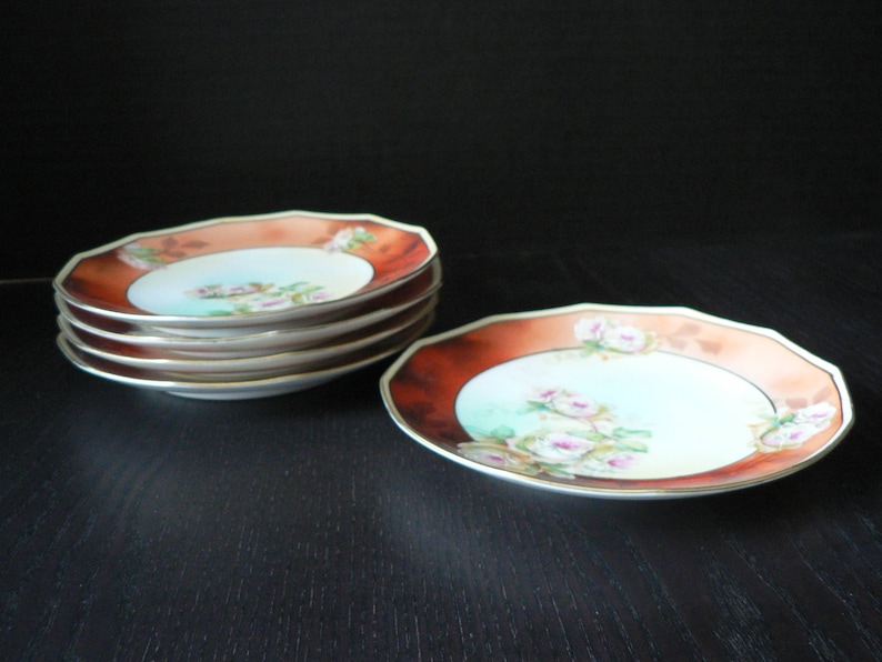 Antique MZ Austria Hand-painted Cake Plates