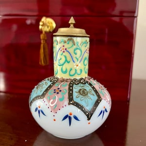 Moser Bohemian Opaline Glass Bottle Enamel Moroccan Decoration