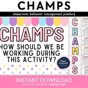 CHAMPS Posters | Behavior Management | Classroom Expectations | Classroom Management | Teacher Resources | Classroom Decor | Bright Colors