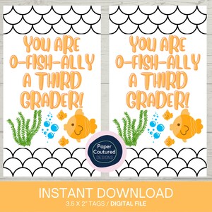 First Day of School Printable Tag Download Classroom Treat Tag Goldfish Back to School Gift for Students from Teacher Classmates Class