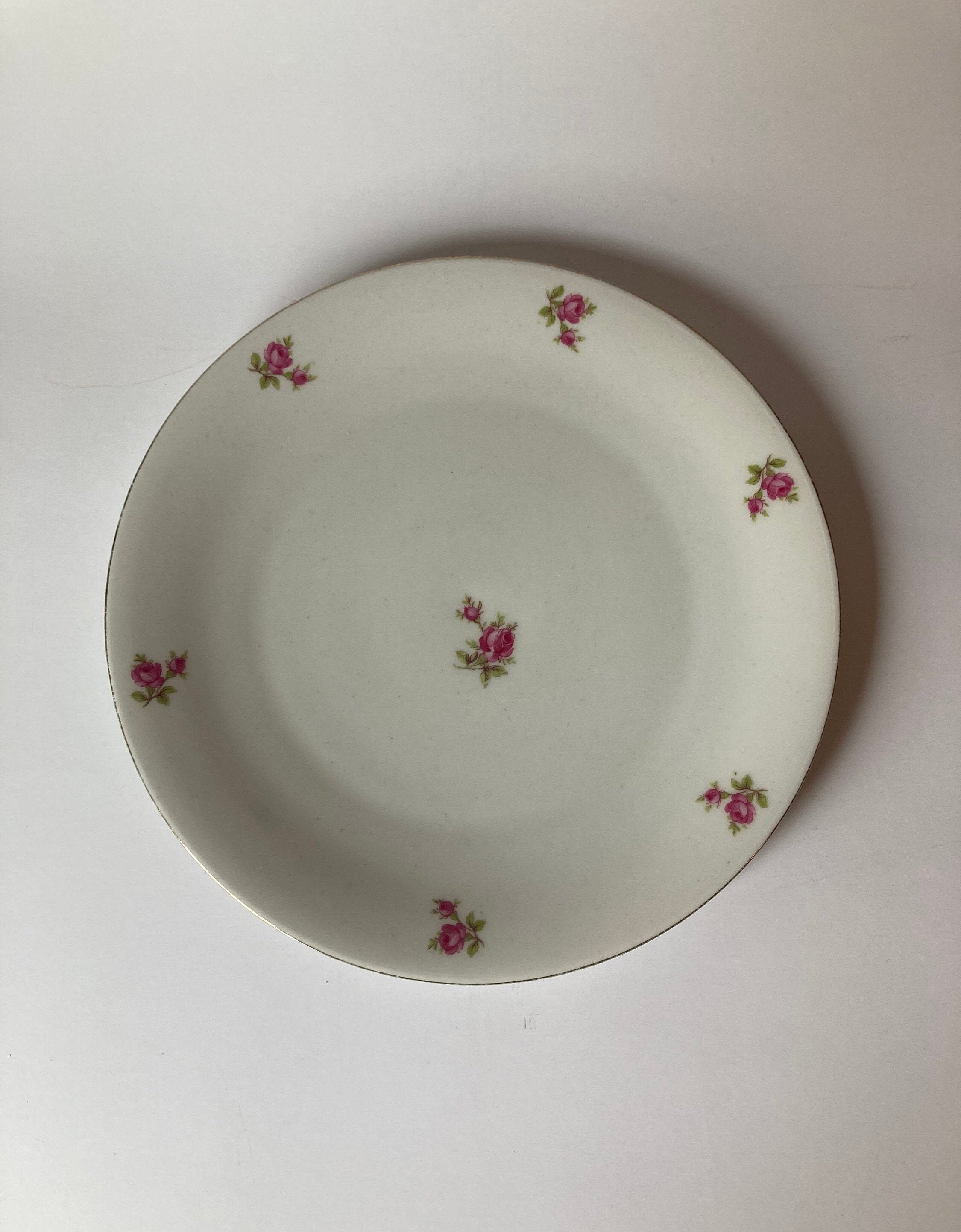 Vintage China Plate with Roses Kitchen & Dining Plates Dining & Serving