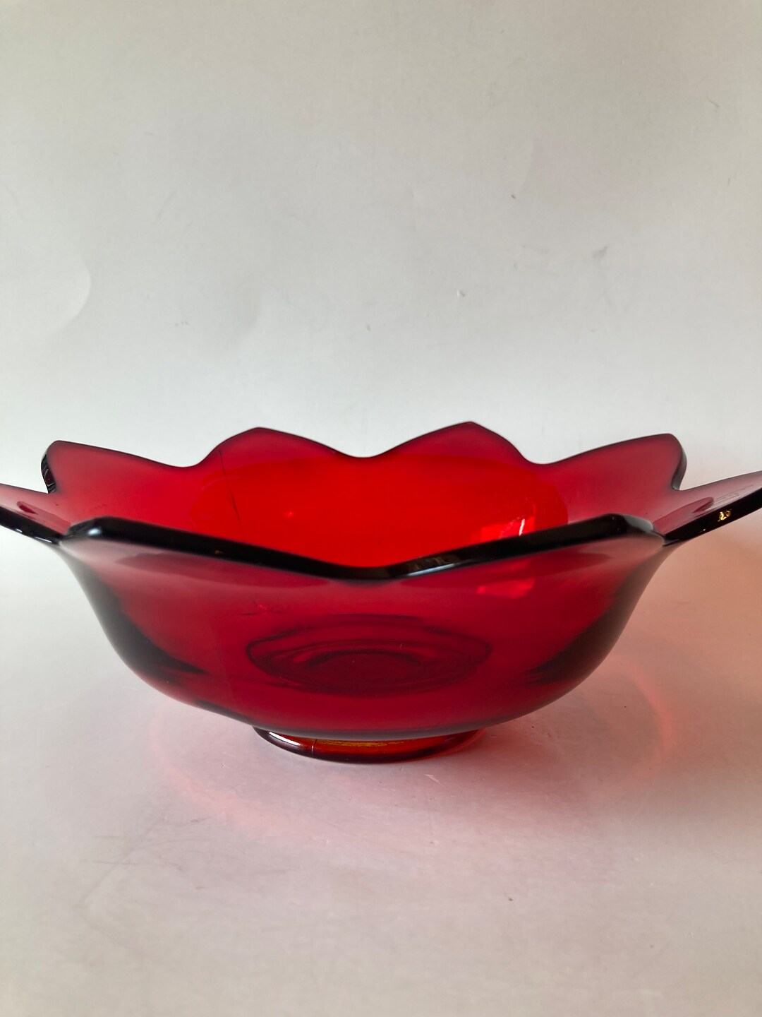 Ruby Red Depression Glass Bowl Etsy
