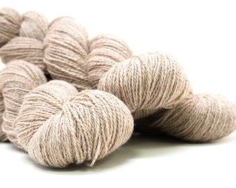 Mélange de laine de Nouvelle-Zélande non teinte beige 100 g/350 m - Laine douce pour tricot, plaids, cardigans pour femmes et hommes, travaux manuels pour enfants, 80 % W 20 PO