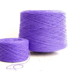 Royal purple wool cone 0,9kg/31.7oz - 100% wool yarn for weaving plaids, socks knitting, machine knitting, gift for knitter, winter wool 106