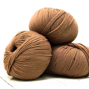 Teddy brown PRO LANA merino wool yarn 100% - 50g./1,75 oz - soft wool thread for kid&#39;s, women&#39;s, men&#39;s hand knitting hats, scarves, sweaters