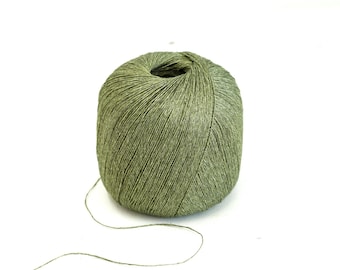 Grün meliert – 100 % natürliches Leinen – 100 g / 600 m (3,5 oz / 656 yd) Strick- und Häkelgarn