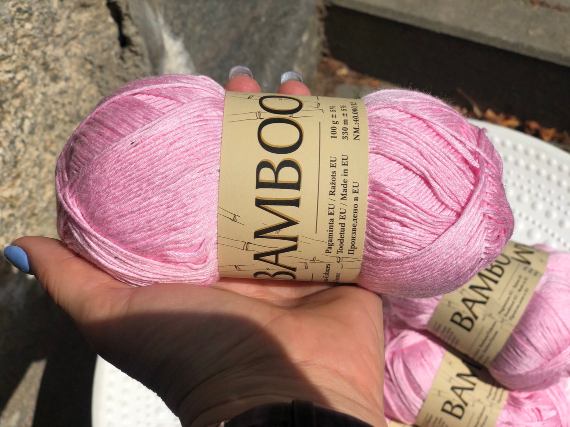 Pink Bamboo Yarn European Bamboo Yarn Crochet Thread 100 Etsy