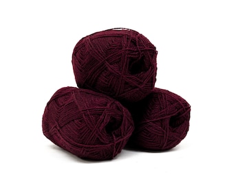 Burgundy red New Zealand fingering wool yarn - 100g./3,5 oz. color 575