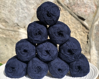 Fil de laine de Nouvelle-Zélande bleu foncé - Fil 100 % laine - Fil de laine à tisser - Fil à tricoter à la main ou à la machine - Fil de laine pour chaussettes - 100 g/350 m