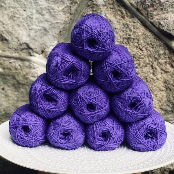 Fil de laine violet royal de Nouvelle-Zélande - Fil 100 % laine - Fibre de laine à doigter - Fil à tricoter à la main ou à la machine - Fil de laine pour chaussettes - YarnHome