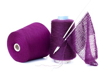 Italienisches Mohair Seide Merino Garn Set: Purple Lace Weight, 100g
