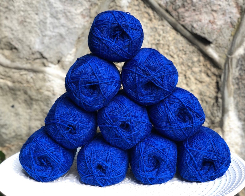 Fil de laine bleu royal de Nouvelle-Zélande Fil 100 % laine Fibre de laine à doigter Fil à tricoter à la main ou à la machine Fil de laine pour chaussettes YarnHome image 1