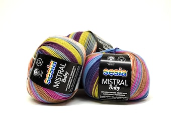 Merino Schurwollgarn - SESIA - handgedruckter Stil - für Hand- und Maschinenstricken - 50g