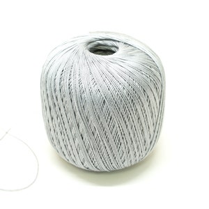 Silver grey mercerised cotton 100g/452m for amigurumi crochet, handcrafts, summer knittings, baby caps, toys, women's tops, swimsuit - 38
