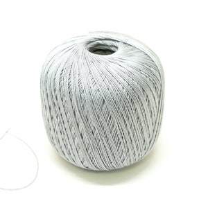 Silver GreyLace Yarn - 100% Natural Mercerized Cotton, 100g/452m Crochet - Amigurumi