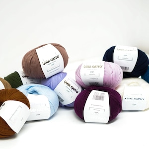 Lana GATTO VIP – Filato di Cashmere 20% e Lana Merino EXRAFINE di lusso, 200 m/50g Filato di lusso, per sciarpe sottili, scialli, maglioni, 12 colori
