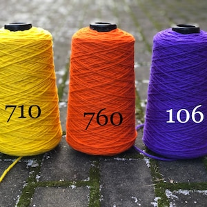 Orange, Yellow, Purple - New Zealand Wool Yarn – 100% Rustic Aran/Worsted, 500g / 550m (17.5oz/610 yd) for Knitting, Tufting & Carpet Making