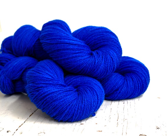 Royal Blue Wool Yarn 100g./3,50 Oz. New Zealand Wool for Hand or