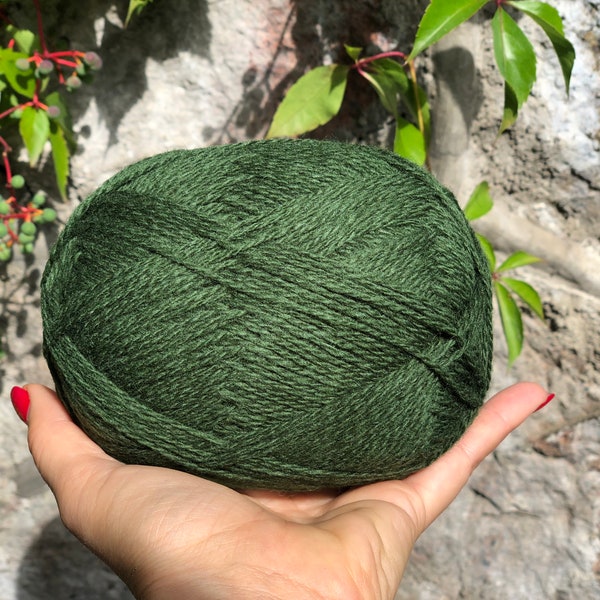 Waldgrünes neuseeländisches Wollgarn - 100 % Wollgarn - Fingering-Wollfaser - Hand- oder Maschinenstrickgarn - Sockenwollgarn - Farbe 350