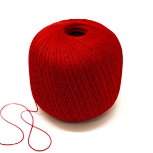 Bright Red Mercerized Cotton Yarn: 100g Lace Yarn for Crochet & Knitting - C33