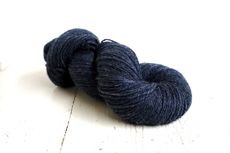 Denim blue wool yarn 100g./3,50 oz. New Zealand wool for hand or machine knitting, weaving plaids, cardigans, knitter gift 470 Color image 7