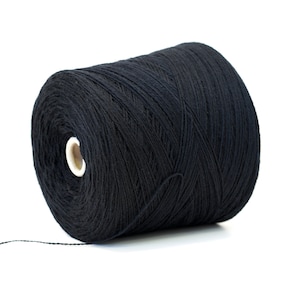 Lana merino morbida nera in cono - 900 g - filato caldo per maglieria a mano o a macchina, tessitura, abbigliamento esterno, plaid, abbigliamento da donna e da uomo