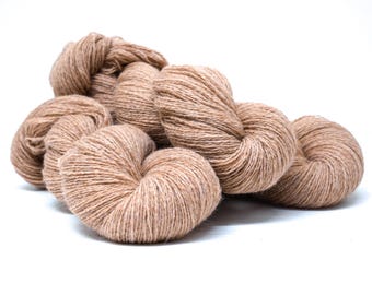Light Brown - Alpaca wool yarn for hand kniting - undyed - lace - 100g/526m