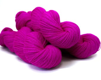 Fuchsia Pink - 100% Soft Fingering wool yarn - for Knitting, Crochet & Baby Items - 100g / 3.5oz