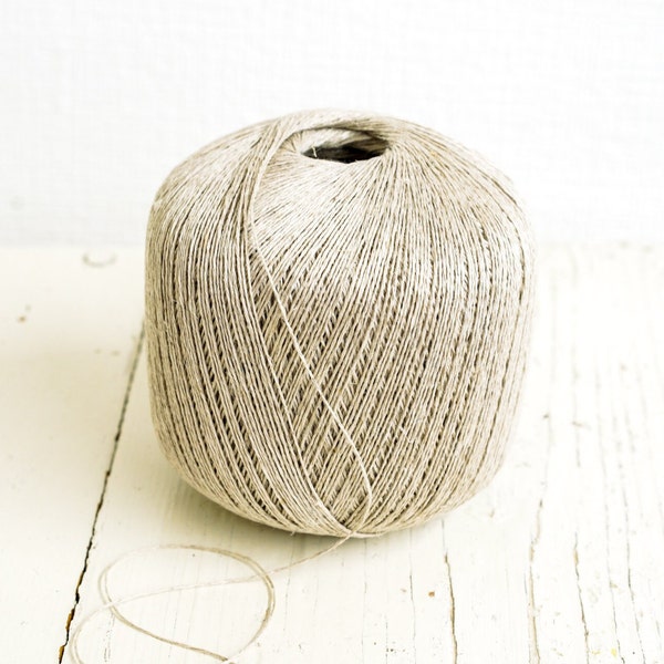 Lin européen gris naturel non teint 100 g/450 m fabriqué en Europe, fil artisanal pour tricots d'été, projets de crochet, travaux manuels pour bébés - YarnHome