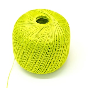 Neon Green Mercerized Cotton Yarn: Lace Weight, 494 Yards