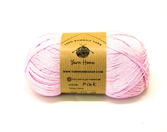 Hilo de bambú rosa, 100 g, grosor de dedo, ideal para tejer a crochet en verano