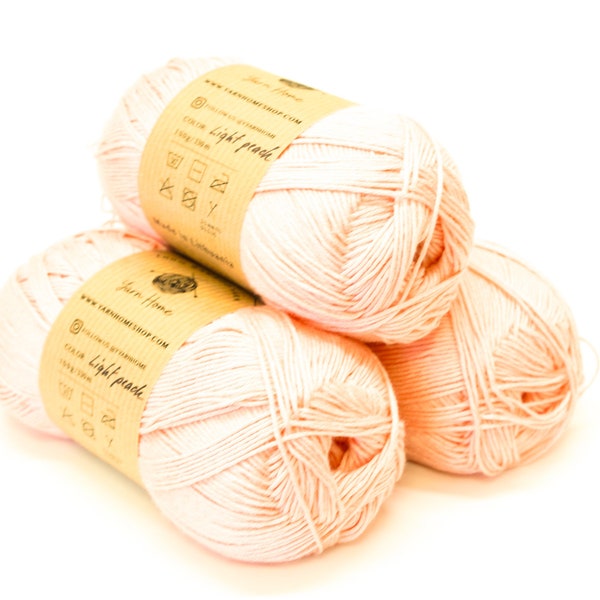 Light peach color bamboo yarn, made in Europe, for crochet, knitting or other crafts  - 100 % soft bamboo for Baby knittings - YarnHome