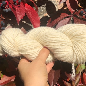 Milchweißes Schafwollgarn - 100 g/110 m - Garn zum Färben - Neuseeländisches Wollgarn - Handstrickgarn - Kammgarn Aranwolle - YarnHome